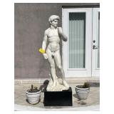 WHITE MARBLE STATUE ON BLACK BASE - DAVID