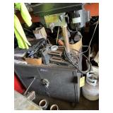 METAL CABINET WITH WHEELS & CONTENTS