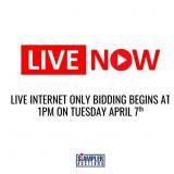 LIVE INTERNET ONLY BIDDING BEGINS AT 1PM ON TUESDA