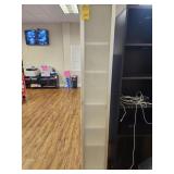 WHITE & GLASS NARROW CABINET WITH 6 SHELVES