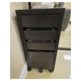 BLACK ROLLING FILE CABINETS - 1- WITH 4 DRAWERS /
