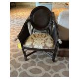 RATTAN CANE BACK DINING ARM CHAIRS WITH FABRIC SEA
