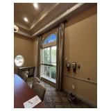 SET BLUE / TAUPE STRIPED CURTAINS WITH BLACKOUT LI