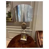 WOOD & SILVER LAMPS WITH SILVER SHADES