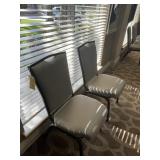 STACKABLE CHAIRS WITH BLUE / SILVER FABRIC PADDING