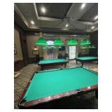 BRASS BAR HANGING LIGHTS WITH 4 LIGHTS WITH GREEN