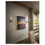 METAL / GLASS WALL SCONCES WITH TAN SHADES