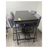 BLACK & GRAY HIGH TOP TABLE WITH 4  CHAIRS - 55