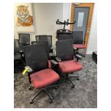 RED & BLACK FABRIC ROLLING OFFICE CHAIRS