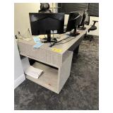 GRAY DESK WITH CONSOLE FILE CABINET WITH KEYS