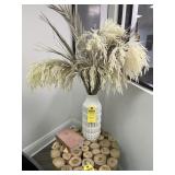 WHITE / CREAM VASE WITH DECOR