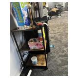 ROLLING TABLE WITH SHELVES & CUBBY DRAWERS