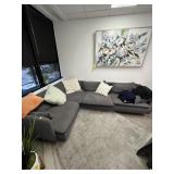 GRAY FABRIC SECTIONAL SOFA WITH PILLOWS - 107