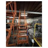 ORANGE 9-STEP ROLLING WAREHOUSE LADDER
