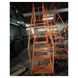 ORANGE 9-STEP ROLLING WAREHOUSE LADDER