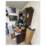 LOT - L-SHAPE DESK, HUTCH, BOOKSHELF (DAMAGED), CA