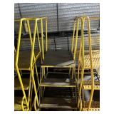 YELLOW 3-STEP ROLLING PLATFORM LADDER