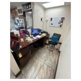 LOT - WOOD DESK WITH 2 DRAWER LATERAL FILE CABINET