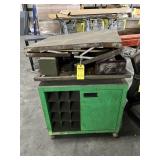 GREEN ROLLING CART WITH CONTENTS
