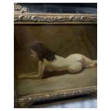 PAINTING ON WOOD - NUDE WOMAN - SIGNED N BINGHAM
