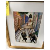 HAND PAINTED ON SILK VINTAGE JUDAICA FOLK ART - SI