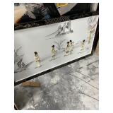 LACQUER FRAME ASIAN WALL ART WITH MOTHER OF PEARL
