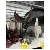 METAL OWL SCULPTURE - SIGNED A TIOT