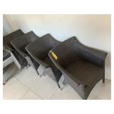 BROWN WICKER ARM CHAIRS