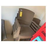 BROWN WICKER STACK ARM CHAIRS