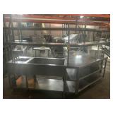 STAINLESS STEEL TABLE WITH SINK & SHELVES