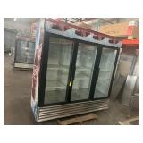TRUE 3-DOOR REACH-IN COOLER WITH COKE LOGO