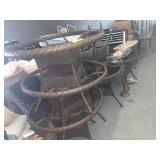 BROWN WICKER TABLES WITH GLASS TOPS