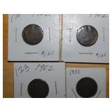 (4) 1902 Indian Head pennies