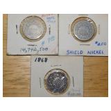 1866,(2) 1868 Sheild nickels