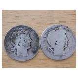 (2) Barber Half Dollars