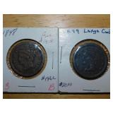 1848,1849 Large one cent