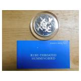 Ruby-Throated Hummingbird sterling coin