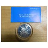 Ruby-Throated Hummingbird sterling coin