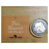 Franklin Mint 1971 Black Rhinoceros sterling coin
