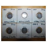 (6) Sitting Liberty Dimes