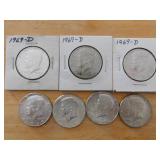 (7) 1969-D half dollars