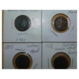 (4) Indian Head pennies (07-08)