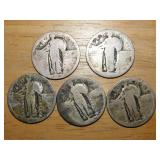 (5) Standing liberty Quarters