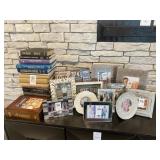 ASSORTED FRAMES & BOOKS