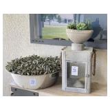 2PC GREENERY BOWLS W/ CANDLEHOLDER