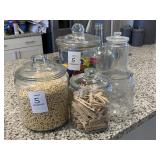 6PC GLASS CANISTERS W/ VASE