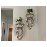 2 PC SCONCES W/FLORALS