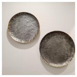 2 PC HAMMERED METAL DECO