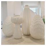 4 PC WHITE VASES
