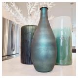 3 PC GREEN VASES